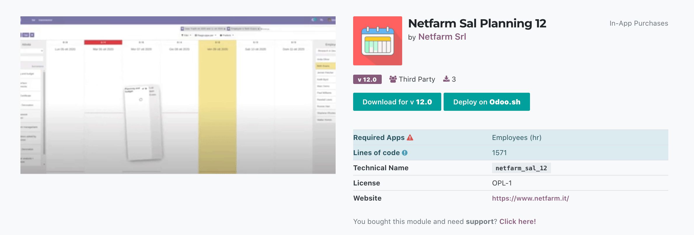 Netfarm Sal Planning versione odoo 12